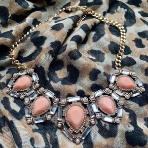 Peach stone & "Diamond" necklace